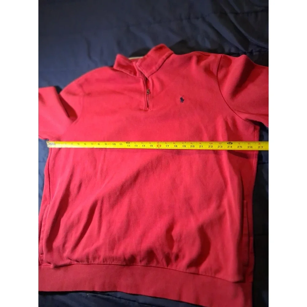 Polo‎ Ralph Lauren Men's 2X Red Long Sleeve 1/4 Zip Sweater W/ Black Pony